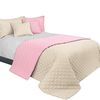 Colcha de cama doble cara Inez Beige-Pink