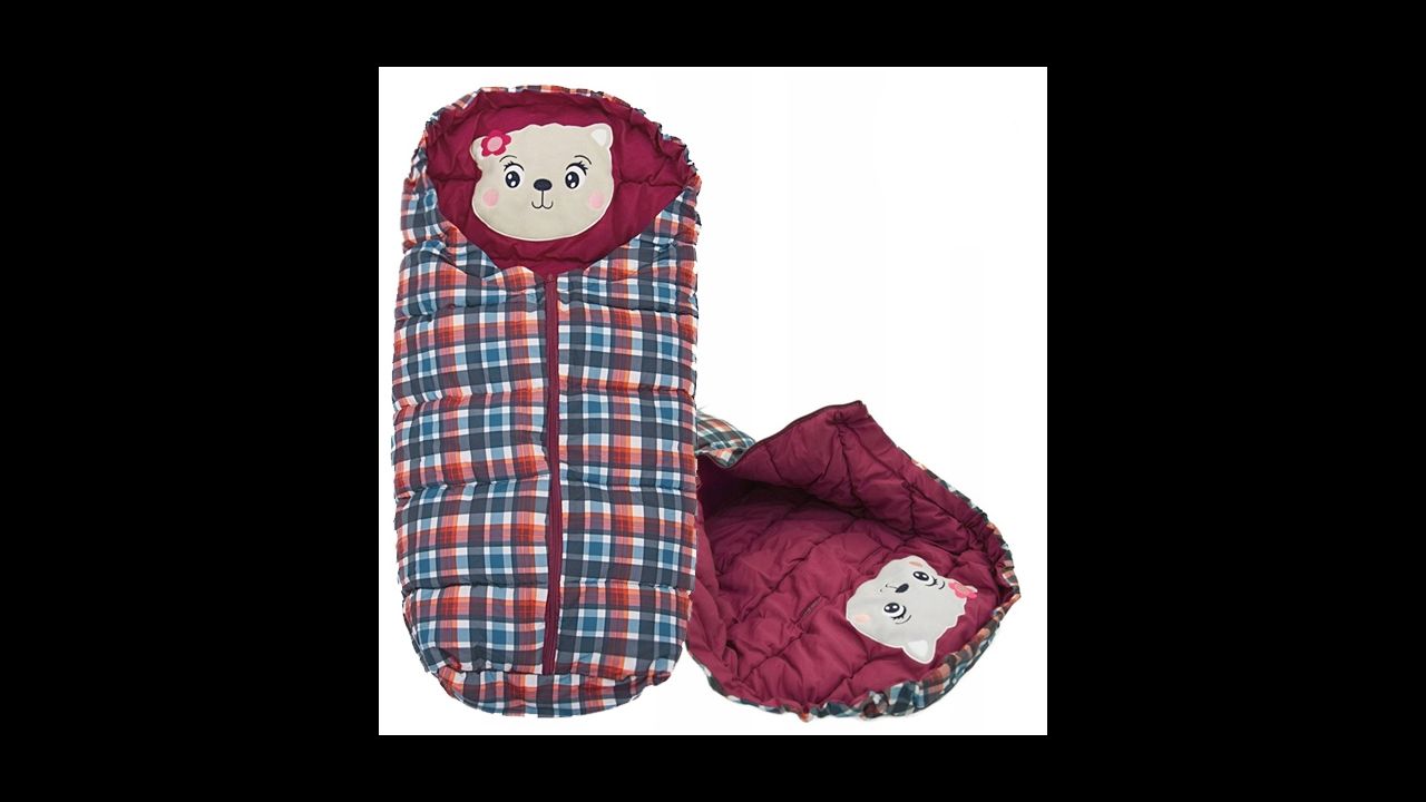 Saco de dormir para bebés 4 en 1 Bear Burgundy-Checkered