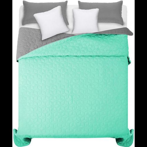 bedspread- quilted/double-sided Diamante Mint & L.Grey