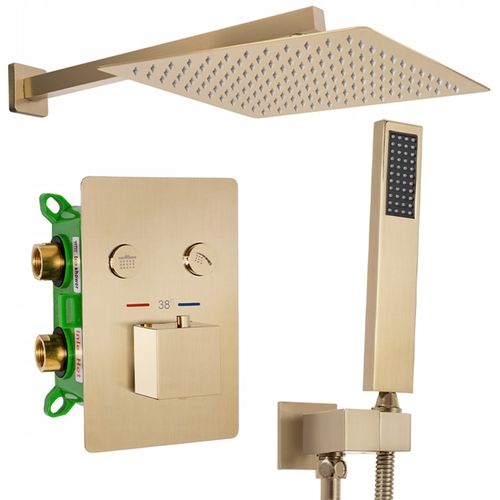 Zestaw Prysznicowy Podtynkowy FENIX DAVIS GOLD BRUSH z termostatem + BOX