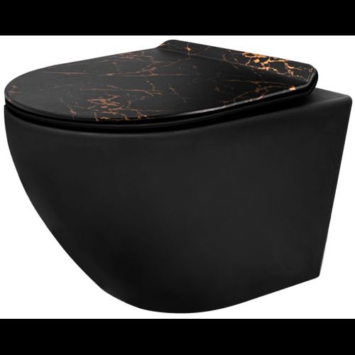 Taza de inodoro WC Rea Carlo Mini Rimless Slim Black Marble Mat
