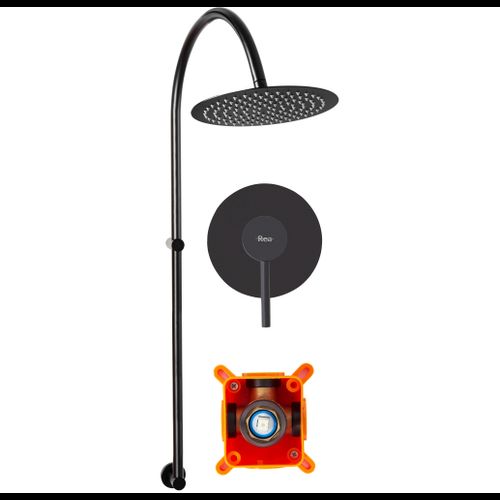 Surface-mounted Shower system Lugano Black Rea +BOX